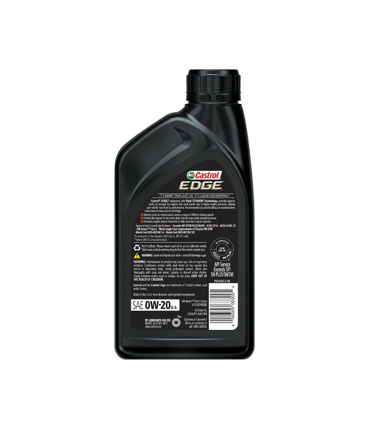 Castrol Edge 0W-20 Full Synthetic Motor Oil 1qt.
