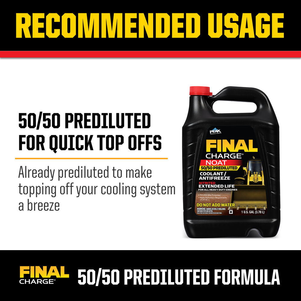 PEAK FINAL CHARGE® NOAT Full Strength Extended Life Antifreeze + Coolant