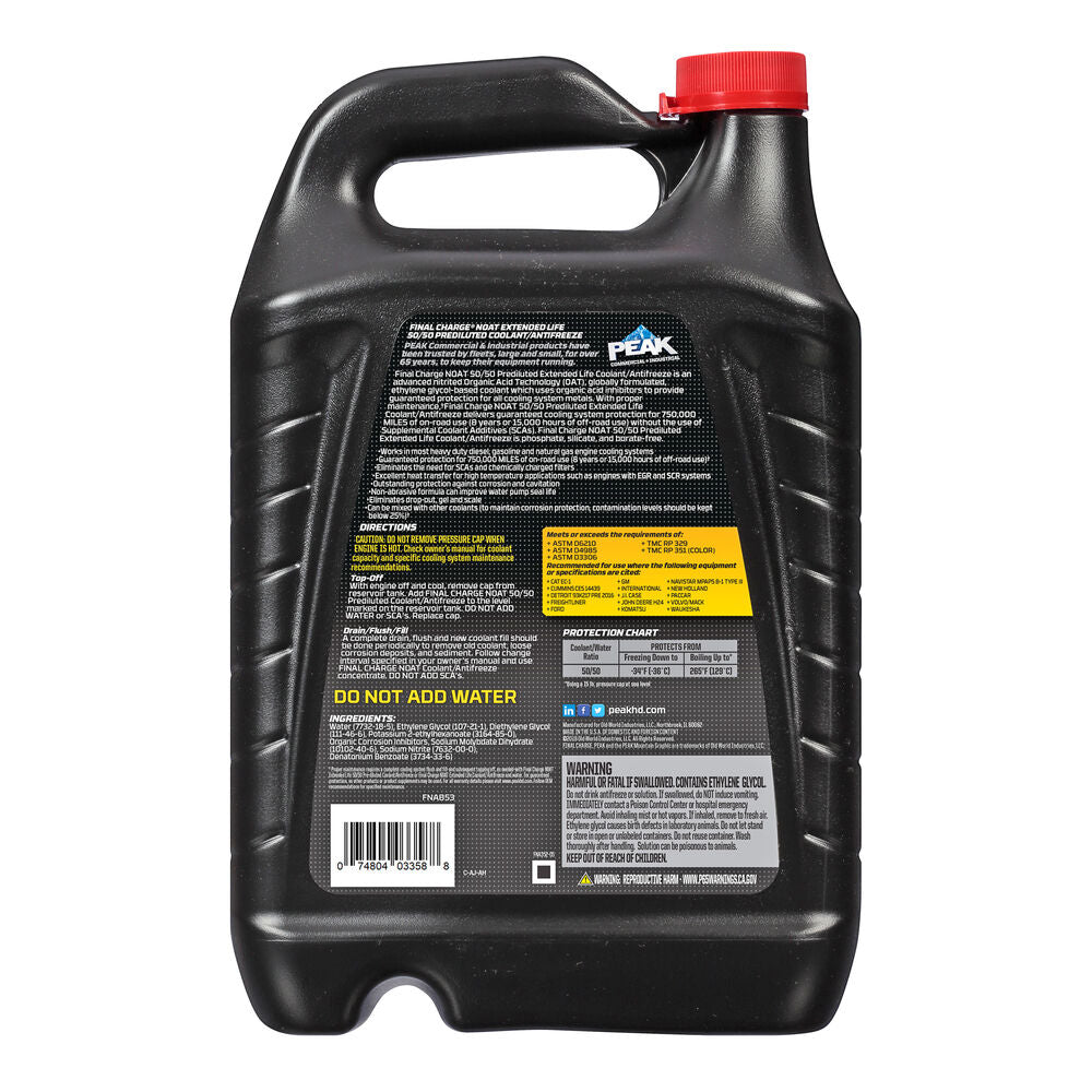 PEAK FINAL CHARGE® NOAT Full Strength Extended Life Antifreeze + Coolant